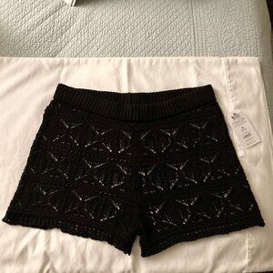 NWT, SZ M, 100% COTTON Crochet Swim Cover Up SHORTS, Black
